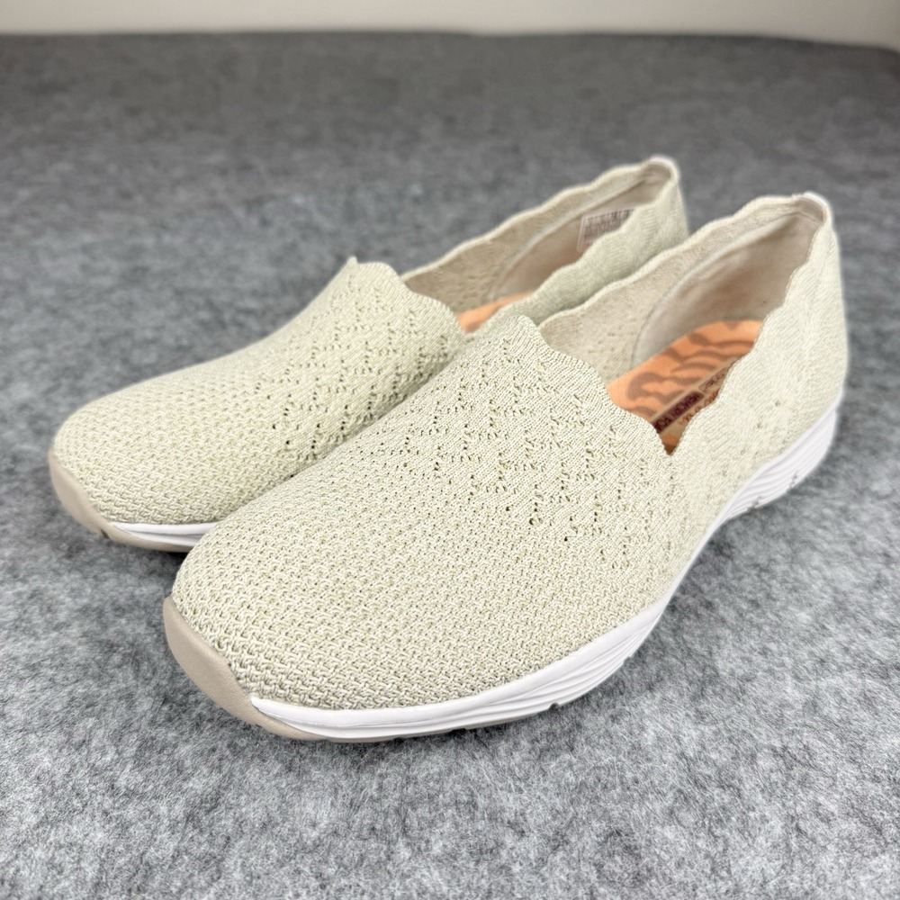 Skechers NWOT Womens 9 Seager Stat Beige Round Toe Casual Slip-On Shoes Knit